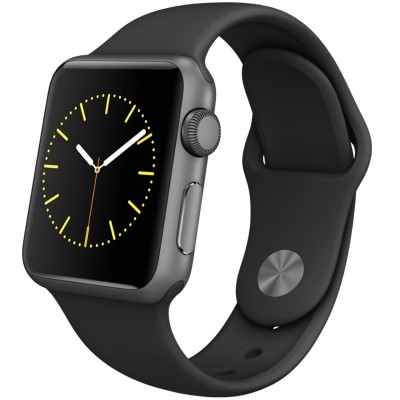 Apple Watch Sport Smart Watch (38 mm deep space gray aluminum metal case with a black sport strap MJ2X2CH / A)